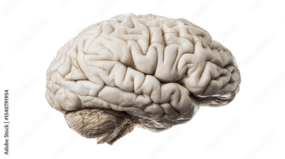 Poster realistic 3d rendering of a human brain highlighting the intricate folds and structures of the cereb