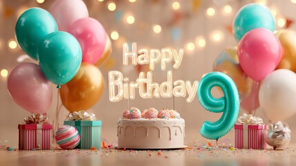 Happy birthday celebration for a 9-year-old colorful party atmosphere