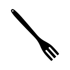 Silhouette of a black cooking fork with a hole at the top of the handle on a white background
