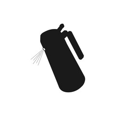 Illustration of a black spray can with nozzle spraying a fine mist on a white background art