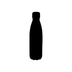Silhouette of a reusable water bottle with a narrow neck and rounded base against a white background
