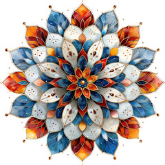 Pastel pink lotus petal mandala shape isolated on transparent background