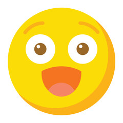 Fototapeta premium Joyful Yellow Emoji with Wide Eyes and Open Mouth, Illustration