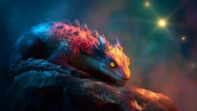 Colorful dragon lizard fantasy art