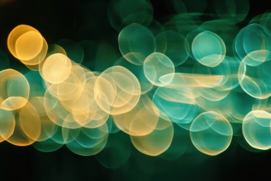 Light shapes move gracefully over vibrant green spots in an enchanting display, light shapes moving over green spots