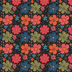 Geometric Seamless floral pattern vector background with Scandinavian abstract color or Swiss geometry prints of rectangles, squares and circles shape design