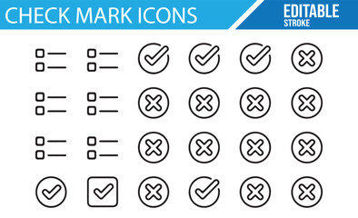 UI design icons with check marks and crosses for interaction