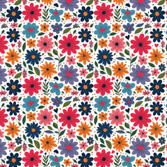 Geometric Seamless floral pattern vector background with Scandinavian abstract color or Swiss geometry prints of rectangles, squares and circles shape design