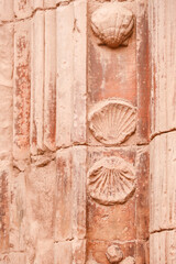 Naklejka premium Architectural details of Portal of plateresque style St. Andrew's church in Villanueva de Los Infantes town