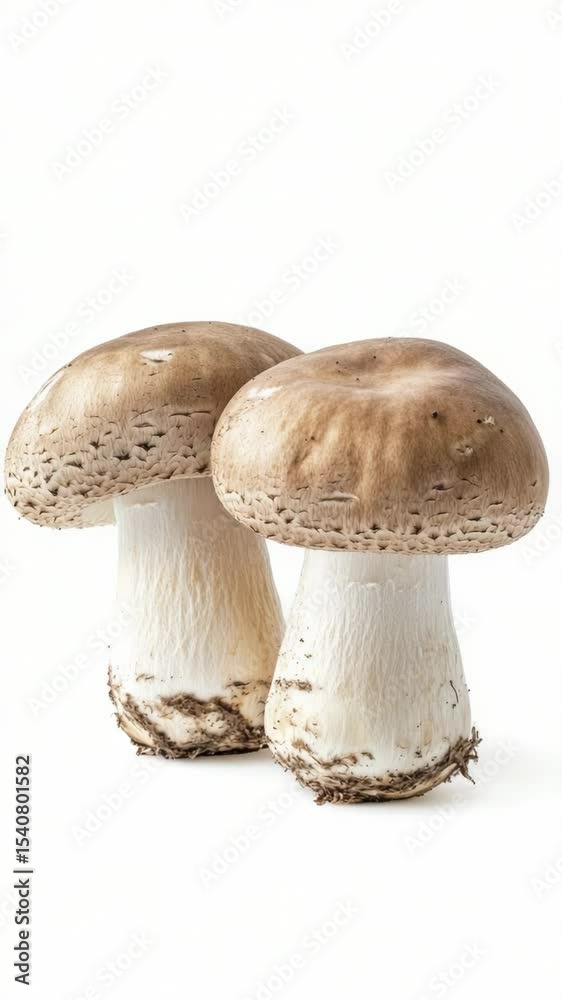 Poster close-up of two fungi on a clean surface
