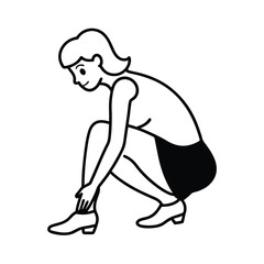 Woman trying on shoes in a shoe store vector illustration for fashion retail and shopping websites or blogs