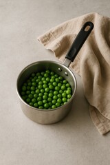 A vibrant bowl of fresh green peas, capturing the essence of healthy eating