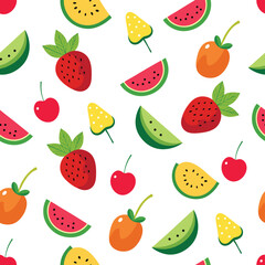 Summer fruit seamless pattern design, Simple tropical fruit design great for packaging, fabric, wrapping paper, and summer decoration.
