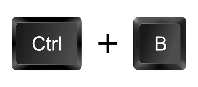 Ctrl + B Bold Text Sign Key Keyboard Shortcut 3d Button Icon Symbol Black And White Bold Text