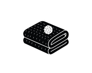 Folded blanket icon vector in black color with white background.