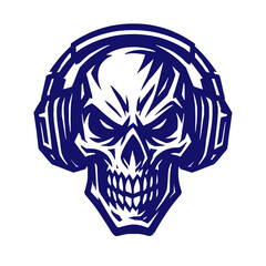 Skull with Headphones Vector Illustration