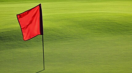 Red Golf Flag on Green Course, Golf Course, Putting Green
