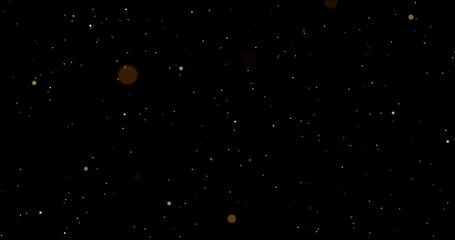 Falling sparkling gold bokeh particles on a black background. Abstract animation. - Powered by Adobe