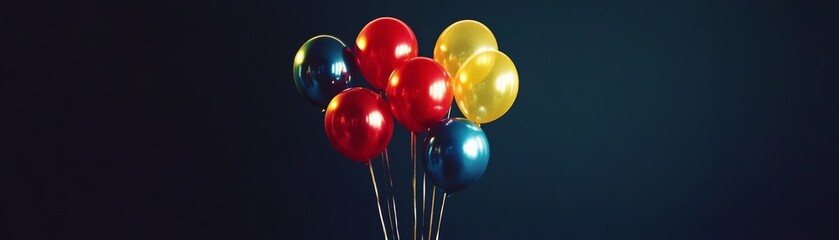 Red, Yellow, Blue Balloons on Dark Background, Celebration, Party Decorations, Balloons Photography Balloons, Party