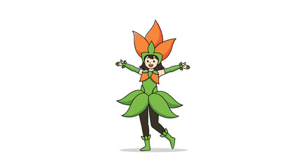 Fototapeta premium A Whimsical Pixel Art Illustration of a Woman Dressed in a Colorful Flower Costume