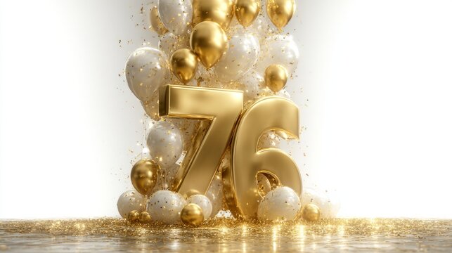 Happy birthday celebration 76th year festive environment joyful view