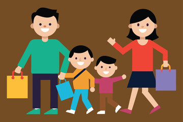 All family with shopping bags