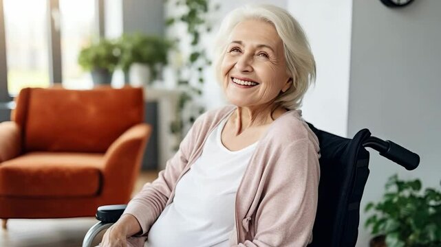 Paraplegic senior woman in her wheelchair