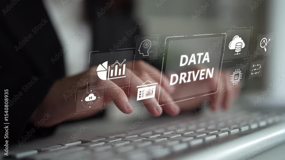 Poster data-driven decision-making empowers business through analytics, datum collection, and ai systems. d