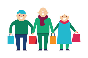 family of four vector art