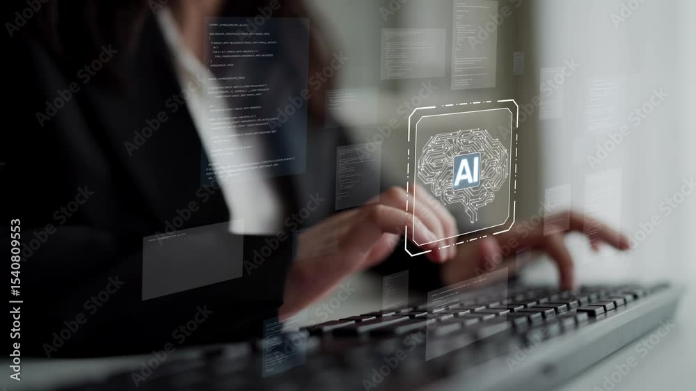 Poster ai assistant brain processor with llm technology, big data, machine learning, generative ai for busi
