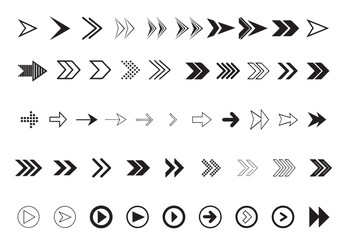 Arrows set of  black icons. Arrow icon. Arrow vector collection. Arrow. Cursor. Modern simple arrows. Vector illustration.