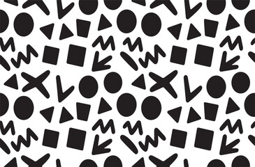 Abstract black and white geometric seamless pattern