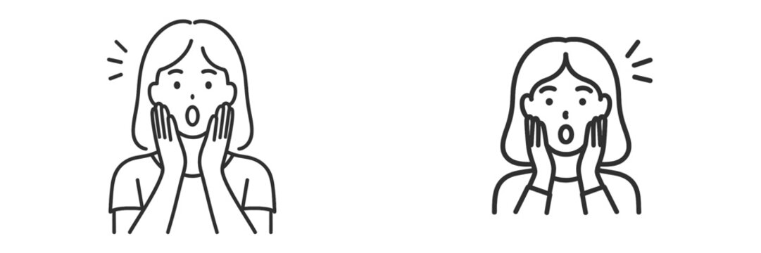 Expressions of surprise and shock illustrated in two simple line drawings