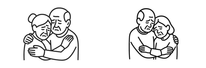Couple sharing a moment of comfort and support during a difficult time in a minimalistic setting