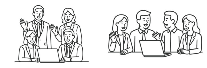 Group of professionals collaborating in a modern office environment during a team meeting