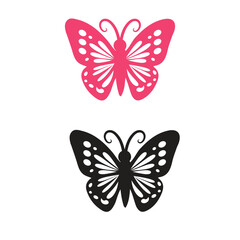 Butterfly silhouette icons. Vector Illustrations.