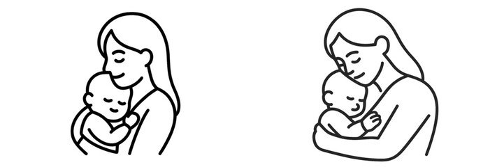 Mother lovingly embraces her baby in a warm moment of connection at home during the day