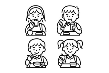 Children enjoying healthy snacks and meals at a school setting during lunchtime
