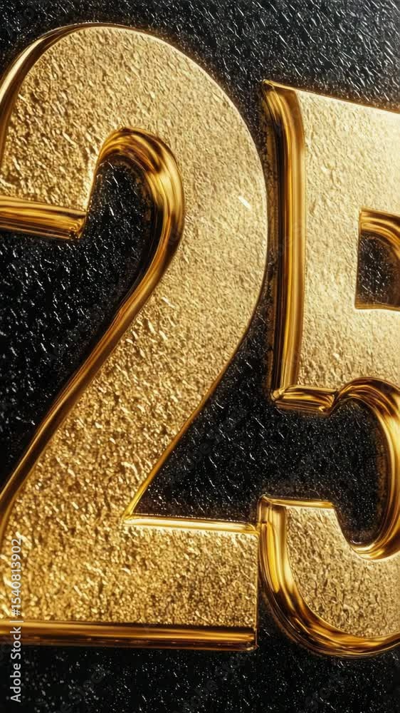 Poster close-up shot of a shiny gold number on a dark background, perfect for minimalist designs and modern