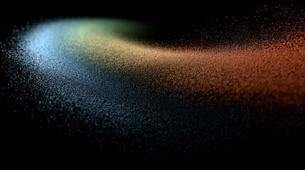 Vivid Rainbow Spiral of Dynamic Dust Particles on Dark Backdrop
