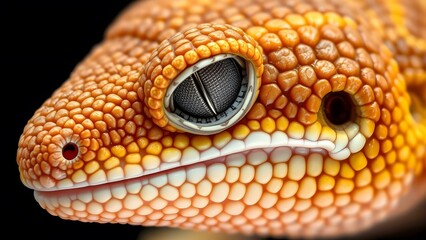 Obraz premium A stunning macro shot capturing the intricate textures and vibrant colors of a gecko's head and eye.