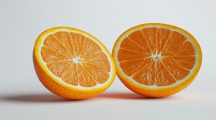 Fototapeta premium Two sliced oranges on a plain background