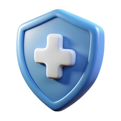 Obraz premium 3d render of medical shield icon with cross isolated on transparent background