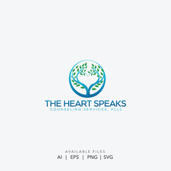 Heart Shaped Tree Logo for Counseling and Therapy Services, Vibrant Holistic Care Logo 