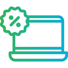 Laptop percentage single icon vector illustration