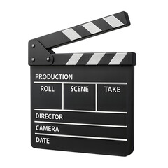 Obraz premium Black and White Film Slate Board with Common Production Terminology on a Black Backdrop for Cinematic or Filmmaking Projects and Productions