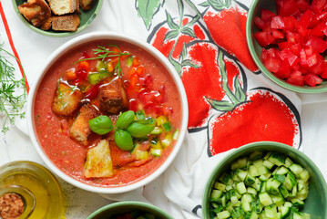 Gazpacho, a traditional Spanish cold soup.top veiw