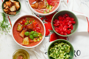 Gazpacho, a traditional Spanish cold soup.top veiw