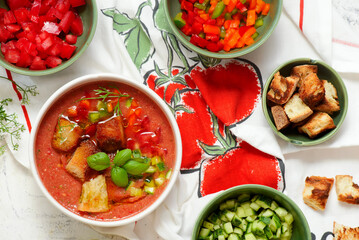 Gazpacho, a traditional Spanish cold soup.top veiw