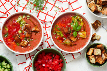 Gazpacho, a traditional Spanish cold soup.top veiw